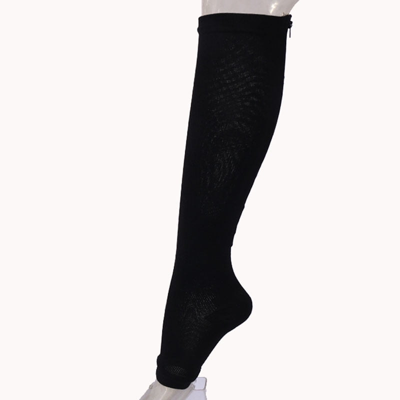 1 Pair Zipper Compression Socks Circulation Pressure Stockings Leg Knee