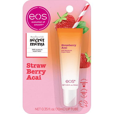 eos 24H Moisture Super Balm, Strawberry Acai, Limited-Edition Lip Sleeping Mask, 0.35 fl oz, 1 Pack