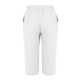 thumbnail image 5 of HKYNLAG Linen Capri Pants for Women Pull On Summer Straight Leg Petite Capris Knee Length Beach Shorts with Pockets White 2XL, 5 of 6