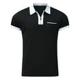 thumbnail image 4 of MRULIC polo shirts for men Male Summer Solid Print T Shirt Turn Down Collar Short Sleeve Tops T Shirt Men Polo Shirts Black + L, 4 of 5
