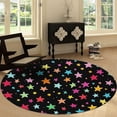 thumbnail image 4 of Round Rug 5ft Star Color Area Rugs Washable Rug, Non-Slip Rugs for Living Room, Rugs for Bedroom, Circle Rug Low Pile Soft Room Decor for Teen Kids, 4 of 4