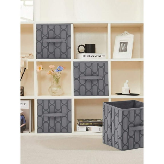 YFLXDMLYYSC 4pcs Foldable Cube Storage Baskets With Dual Handle, 10.5x10.5x11 Inch, Decorative Fabric Bins Boxes