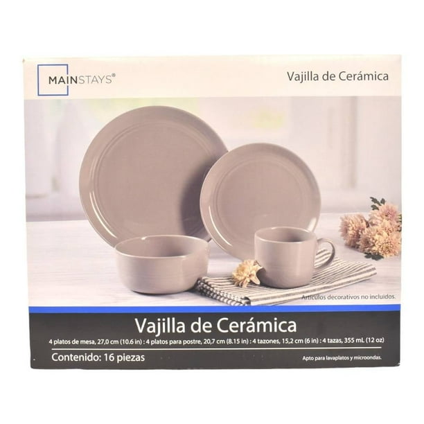Vajilla Mainstays Para Personas Gris Walmart en línea