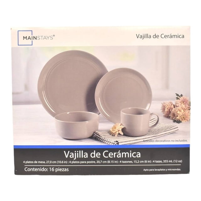 Vajilla Mainstays Para 4 Personas Gris