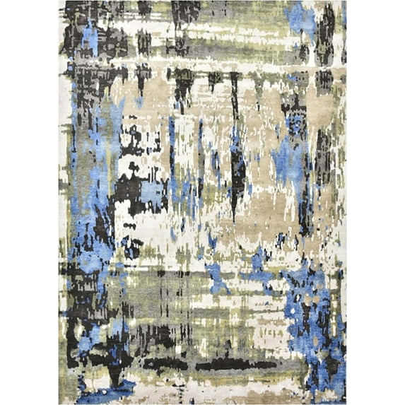 Ahgly Company Indoor Rectangle Mid-Century Modern Tan Brown Gold Oriental Area Rugs, 2' x 4'