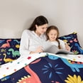 thumbnail image 5 of Homewish Watercolor Dinosaur Dino Queen Comforter Set,Colorful Flower Floral Bedding Sets,Safari Animal Bedding Comforter Set For Boys Kids,Luxury Bedroom Decor Reversible,3 Pieces, 5 of 8
