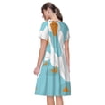 thumbnail image 2 of Horeoi Three White Geese Print Women's Short Sleeve Dress Breathable Polyester-Spandex All-Over Print A-Line Side Pockets Elastic Waist, 2 of 6