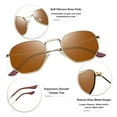 thumbnail image 6 of KANASTAL Sunglasses for Women and Men, Polarized Square UV Protection, Trendy Metal Frame Hexagon Sunglasses(Brown), 6 of 8