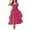 Hot Pink, variant on Laqbezok Women's Square Neck Puff Sleeve Midi Dress, Smocked Tiered Ruffle Sundress, Casual Boho Flowy Bubble Sleeve Gown
