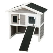 TRIXIE natura Elevated Weatherproof & Insulated Outdoor Cat House with Door Flaps, Gray