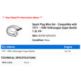 thumbnail image 2 of Spark Plug Wire Set - Compatible with 1971 - 1980 Volkswagen Super Beetle 1.6L H4 1972 1973 1974 1975 1976 1977 1978 1979, 2 of 2