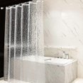 thumbnail image 1 of Cortina de ducha a prueba de moho, semitransparente, de EVA, impermeable, lavable, con forma de cubo de agua 3D y 12 anillas, 180 x 200 cm, 1 of 5