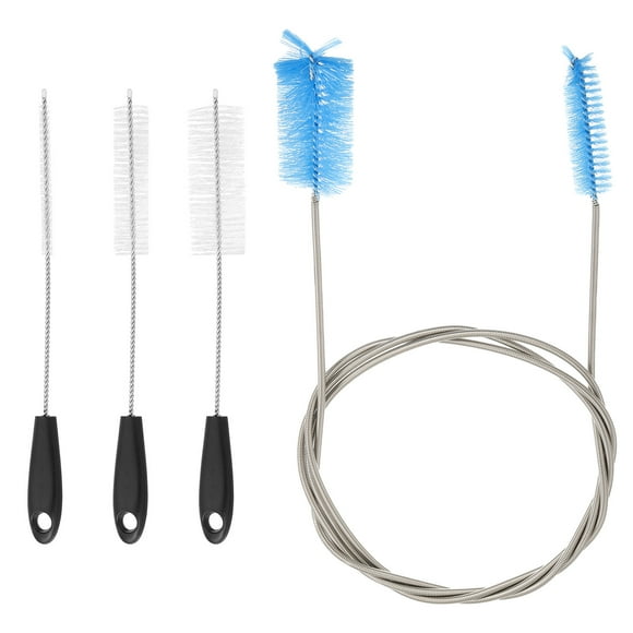 Kit de limpiador de cepillos de drenaje flexible, 4 piezas de cepillo limpiador de tuberías de doble cabeza para plomería de fregadero de cocina en casa (azul)