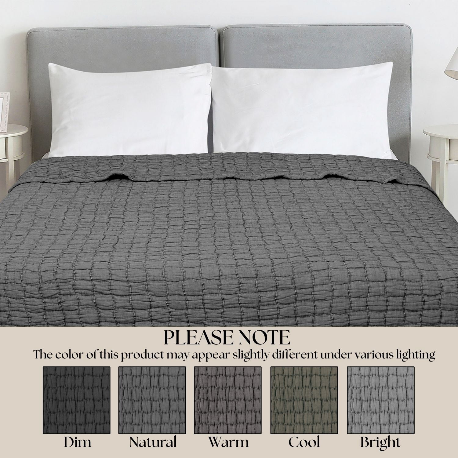 Mainstays Check Matelasse Quilt, Black, King
