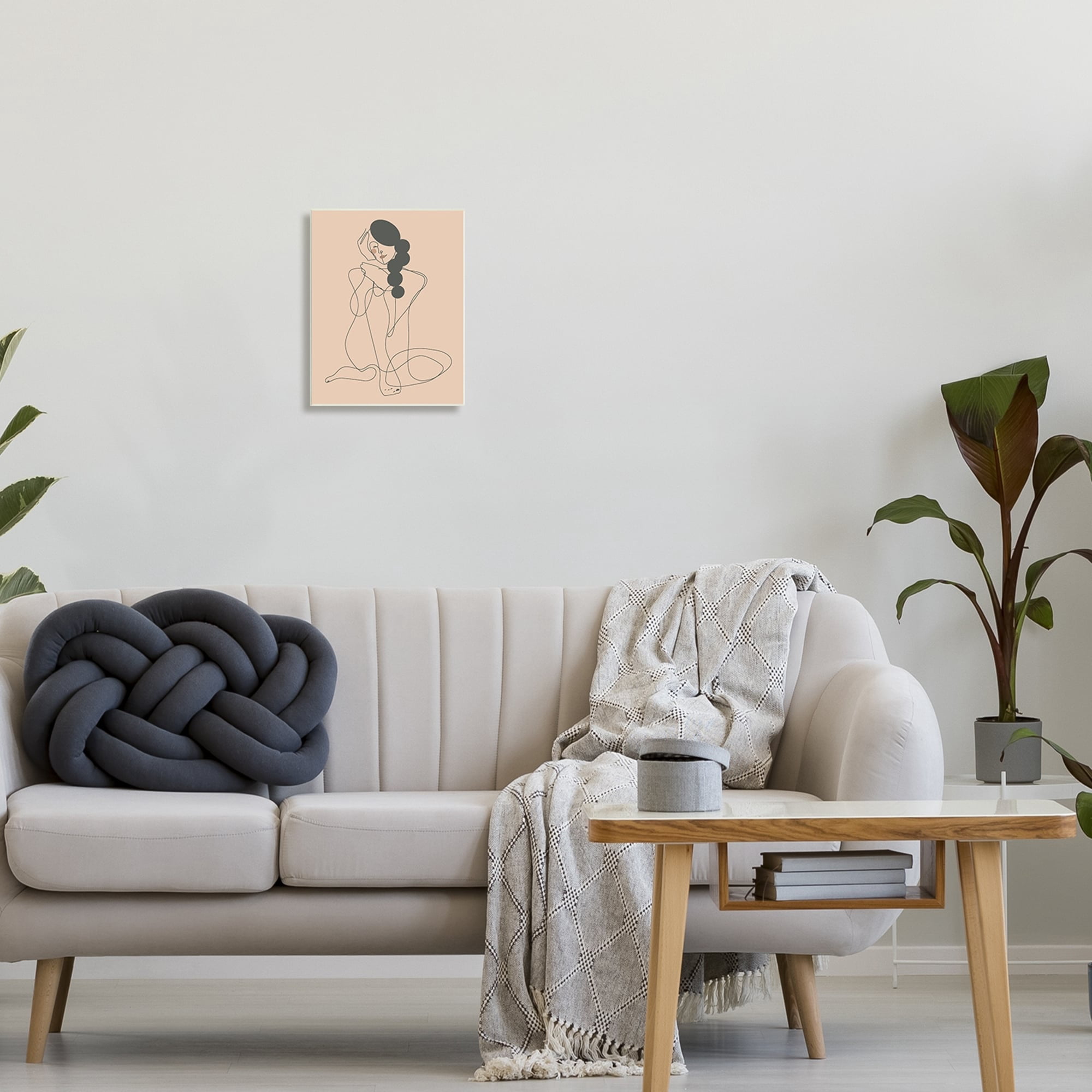 Stupell Industries Abstract Woman Sitting Scribble Drawing Smiling Outline Graphic Art Unframed Art Print Wall Art, Design by Kendra Shedenhelm