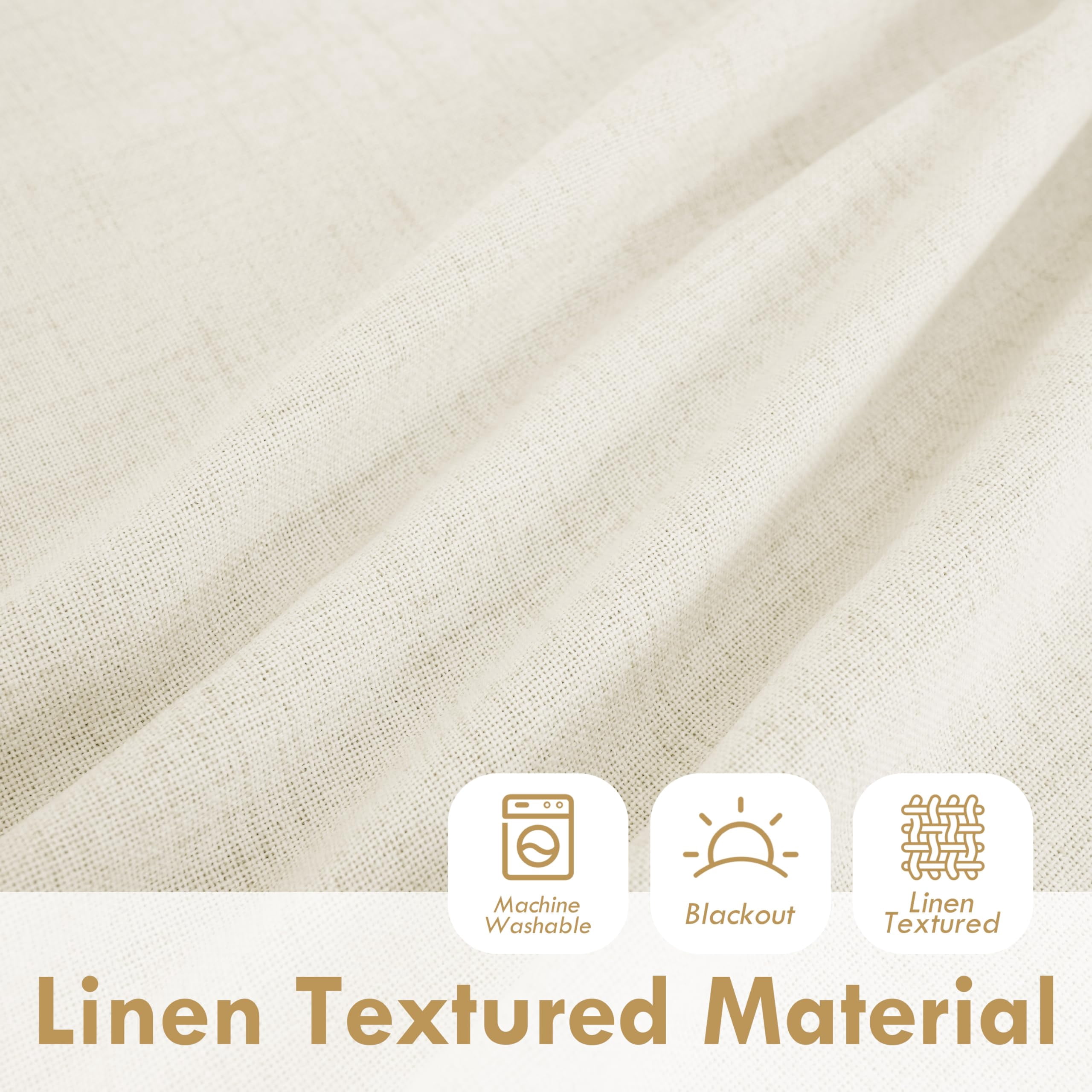 DriftAway Double Layer Linen Blackout Tie Up Curtains Thermal Insulated Fully Lined Balloon Roman Shade Bathroom Window Adjustable Rod Pocket for Small Window 45 Inch by 63 Inch Ivory Cream
