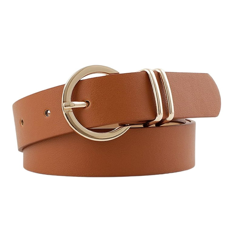 Jdlsppl Women s Faux PU Leather Belt For Dress Fashion Wide Belt Metal Buckle Modern Buckle Jeans Belts with O Ring Buckle Umber One Size
