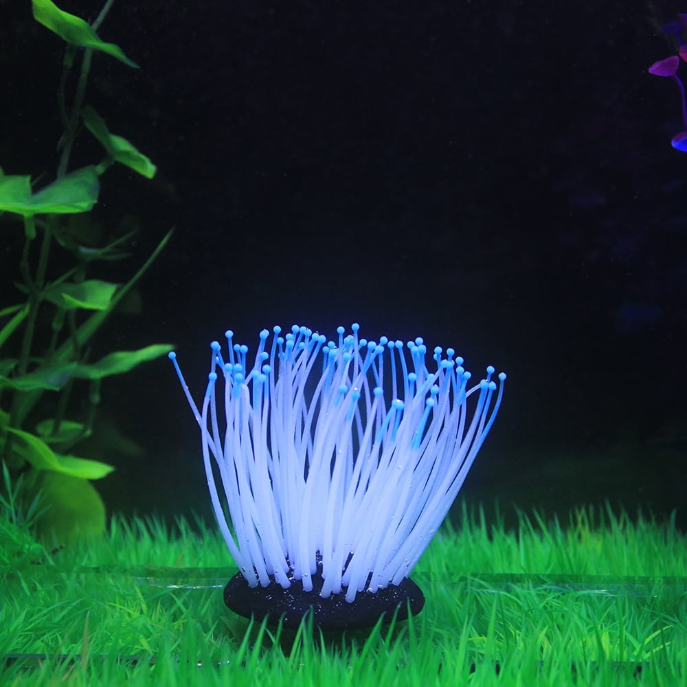 Random Color Sea Anemone Glowing Plant Ornament Artificial Silicone Fish Tank Decor Simulated Aquarium Ornament Decoration