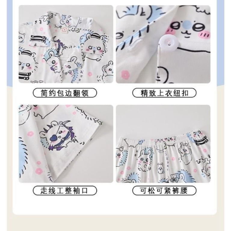 Anime Chiikawa Momonga Summer Cotton Short Sleeve Pajama Set