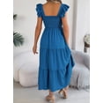 thumbnail image 2 of Women's Smocked Square Neck Cap Sleeve Midi Dress for Summer Events Flowy Fit Easy Care 95% Polyester 5% Elastane, 2 of 26