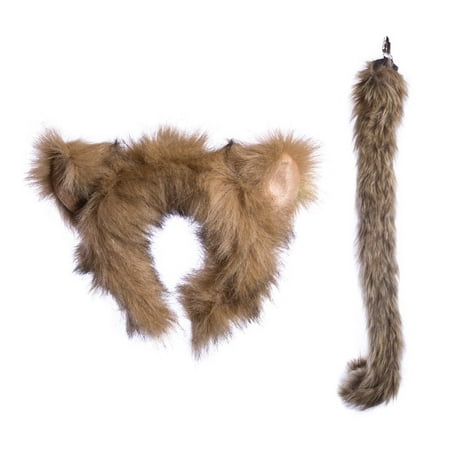 Wildlife Tree Plush Monkey Ears Headband and Tail Set for Monkey Costume, Cosplay, Pretend Animal Play or Safari Party Costumes