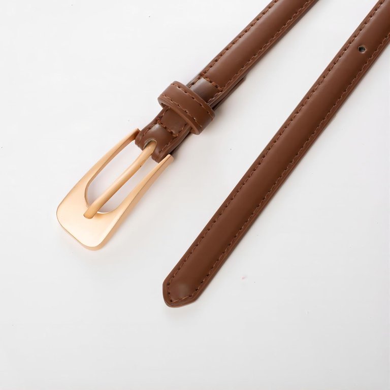 PU Leather Skinny Thin Waist Belt for Dresses with Gold Buckle Zhengup Women Skinny Leather Belts PU Leather Belt Thin  main image 4