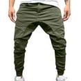thumbnail image 2 of Riforla Men's Trousers Overalls Casual Sports Pants Trousers with Zipper Pockets Green XL, 2 of 5