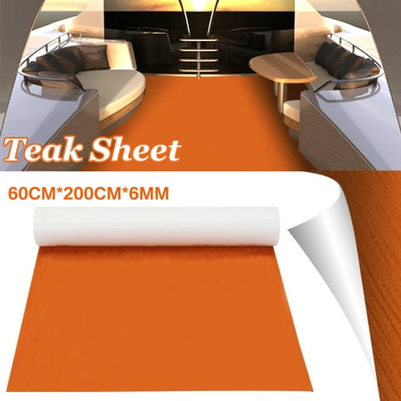 Marine Boat Flooring Sheet Decking Teak EVA Foam Yacht RV Swimming Pool Self-Adhesive Mat 24X79'' 6mm (Best Flooring For House With Pool)