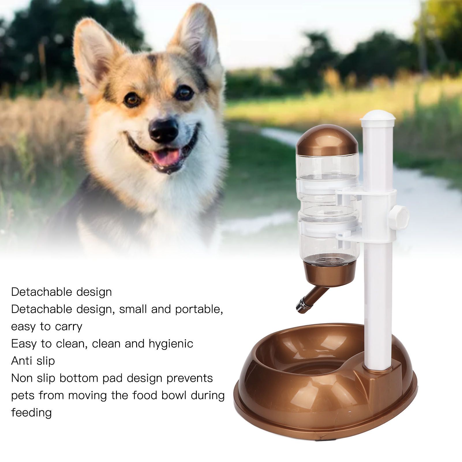 Pet Standing Water Dispenser Bowl Automatic Food Feeder Detachable Pole Height Adjustable Multifunctional Pet Water Dispenser for Pet Dog