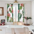 thumbnail image 3 of Sheer Curtain 63 Inch Length 2 Panels Light Filtering Window Curtain Botanical Floral Sheer Voile Curtains Rod Pocket Window Treatment for Kitchen Living Room Cactus Succulent Desert Green Red, 3 of 9