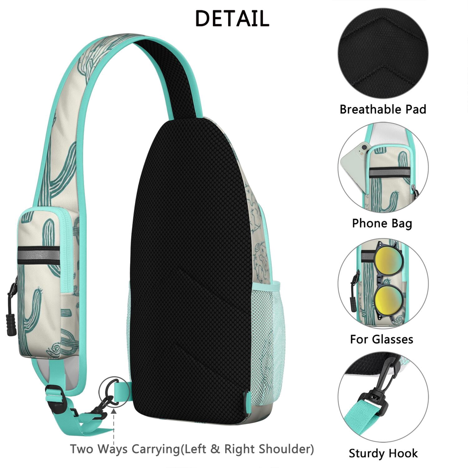 Crossbody Sling Bag Trendy Sling Backpack Cactus Crossbody Bag for Travel Chest Bag Small Backpack for Women Men