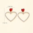 thumbnail image 3 of Heart Crystal Hoop Drop Earrings Red Ruby Heart Stud Rhinestones Cluster Hollow Love Heart Dangle Earrings Gold Sparkly Exaggerated Bridal Prom Earrings Jewelry for Women Girls, 3 of 5