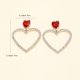thumbnail image 3 of Heart Crystal Hoop Drop Earrings Red Ruby Heart Stud Rhinestones Cluster Hollow Love Heart Dangle Earrings Gold Sparkly Exaggerated Bridal Prom Earrings Jewelry for Women Girls, 3 of 5