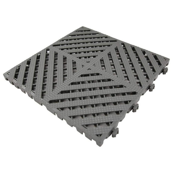RevTime Modular Interlocking Deck Tile 13"x13",  thickness 3/4", Heavy Duty Garage Flooring, Car Washing Facility, (Pack of 20), Gray