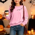 thumbnail image 5 of Frostluinai Crewneck Sweatshirts for Kids Girls Halloween Pullover Casual Long Sleeve Spooky Season Print Sweat Shirts 5-15 Years, 5 of 10