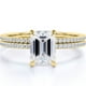 thumbnail image 1 of JeenMata Anillo Nupcial con Engaste de 4 Puntas, Cuerpo Pavé de Talla Esmeralda de 1,5 Quilates, Engastado en Oro Amarillo de 18 K sobre Plata, 1 of 6