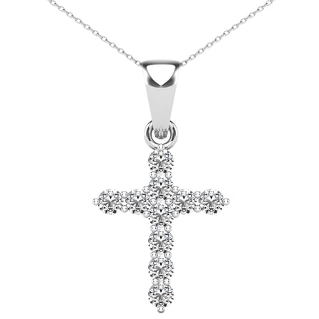 aaXia 10K White Gold 1/6ct. TDW Diamond Cross Pendant Necklace