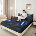 thumbnail image 4 of Castle Fairy Child Teens Adults Blue Gamepads Twin Sheet Sets 3pcs,Abstract Futuristic Cubes Video Game Twin Fitted Sheet Microfiber,Neon Lights Gamer Breathable Flat Sheet,Breathable Home Decor, 4 of 7