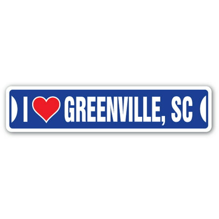 I LOVE GREENVILLE, SOUTH CAROLINA Street Sign sc city state us wall road décor (Best Waterfalls Near Greenville Sc)