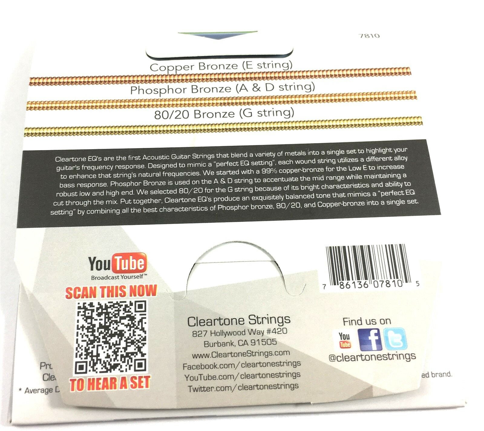 Cleartone Guitar Strings 3 Sets EQ Acoustic Hybrid Metal Blend Extra Light 10-47