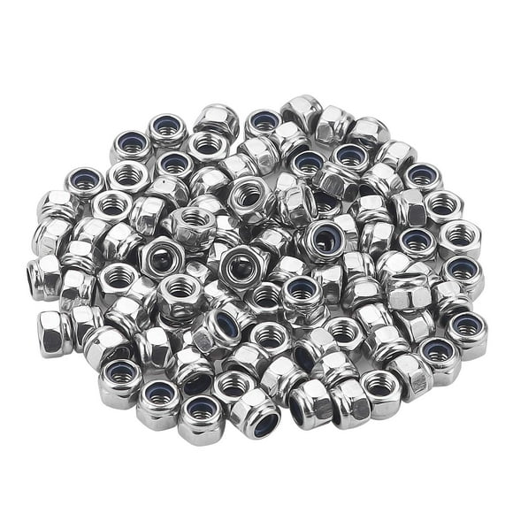 Favordrory Tuercas De Seguridad Hexagonales Insertadas De Nailon Autoblocantes De Acero Inoxidable 304 M4 X 0,7 Mm, 100 Unidades