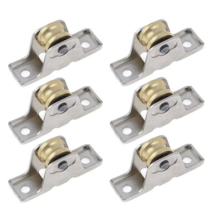 

6pcs 1.6cm Dia Single Roller Window Pane Pulley Doors Wheel Silver + Gold