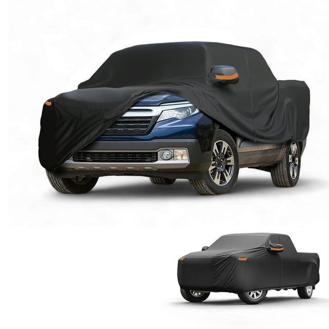 Funda para auto impermeable para todo clima, protección exterior completa contra el sol y la lluvia, con tiras reflectantes, negra para Honda Ridgeline