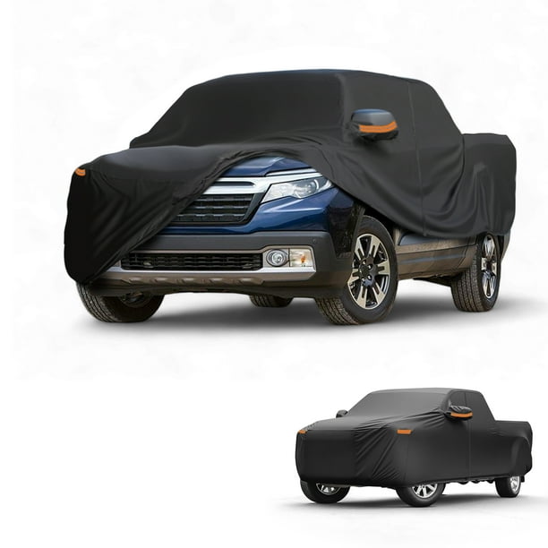 Funda para auto impermeable para todo clima, protección exterior completa contra el sol y la lluvia, con tiras reflectantes, negra para Honda Ridgeline