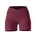 thumbnail image 2 of SWSMCLT Women's High Waisted Yoga Shorts Thin Casual Track Shorts Soft Gym Jogger Yoga Tight Spandex Burgundy Small, 2 of 5