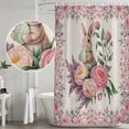 thumbnail image 5 of Easter Bunny Roses Shower Curtain, Waterproof Shower Curtains for Bathroom, Pink Floral Spring Linen Washable Fabric Bathtub Curtain Set Bath Decor with 12 Hooks 48"x72", 5 of 8