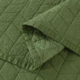 thumbnail image 6 of Chezmoi Collection Madrid Herringbone Geometric Solid Cotton Lightweight Quilt, 3-Piece Quilt Set, Queen, Loden Green, 6 of 9
