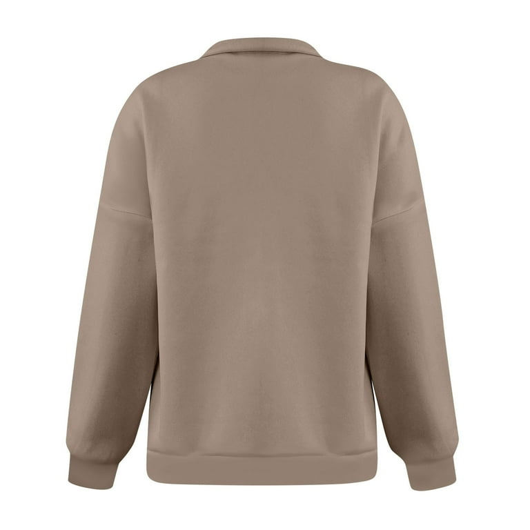BIZIZA Womens Pink Sweatshirt Long Sleeve with Pockets Womens