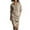 Khaki, variant on Women Casual Elegant V Neck Dress, Solid Color Long Sleeve Midi Dress For Daily Sport Wear