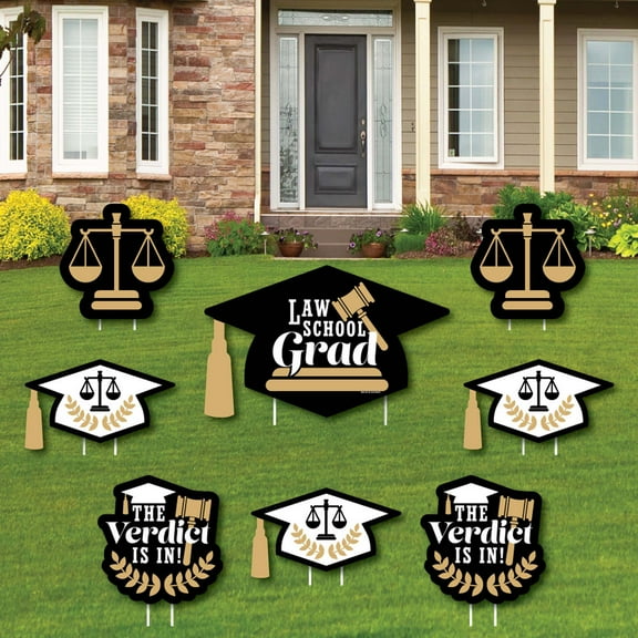 Big Dot of Happiness Law School Grad Future Lawyer Outdoor Decorations - Graduation Yard Signs - Set of 8